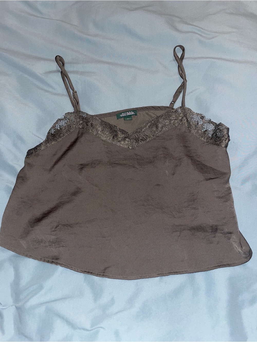 wild fable Brown Satin Lace-Trim Cami